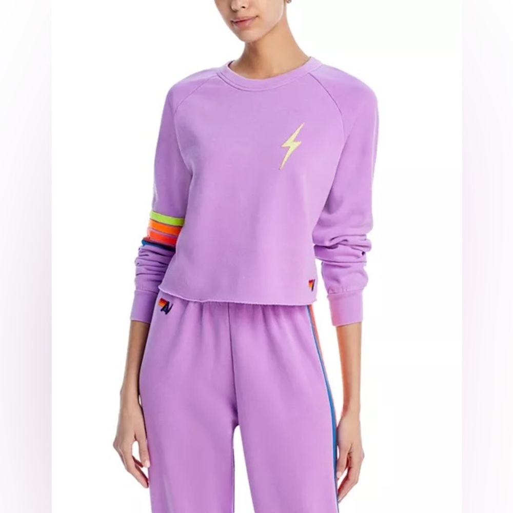 Aviator Nation Lightning Bolt Logo Sweatshirt Light Lavender